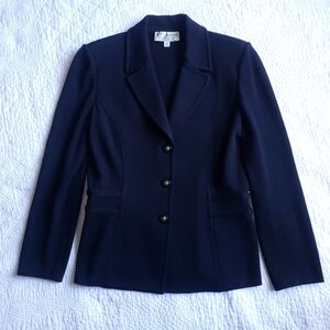 St. John Knit Blazer Buttoned Gold Hardware Luxury Long Sleeve Black